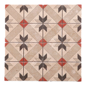 Mosaïque Travertin pierre naturelle "Volubilis" beige - l. 30,5 x L. 30,5 cm