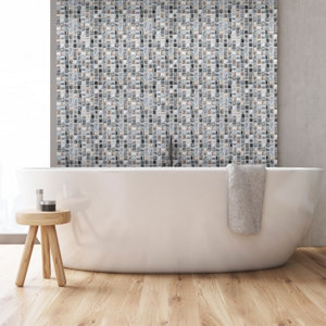 Mosaïque de verre "Haldore" gris - l. 29,8 x L. 29,8 cm