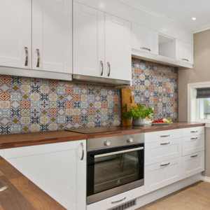 Mosaïque Travertin pierre naturelle "Faroz" multicolore - l. 29,7 x L. 29,7 cm