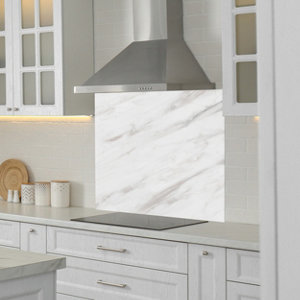 Crédence effet marbre blanc L.240 x H.60 cm x Ep. 8 mm