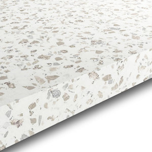 Plan de travail aspect terrazzo blanc l.240 x P.62 x Ép. 3,8 cm