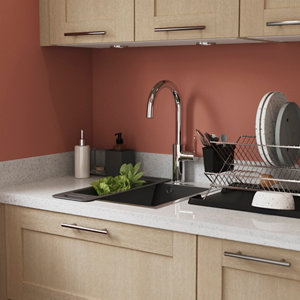 Égouttoir avec bac chrome brillant & noir