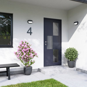 Porte entrée métal gris "Jory" H. 215 x l. 90 gauche