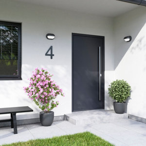 Porte d'entrée aluminium gris "Kara" H. 215 x l. 90 droite