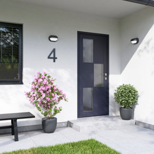 Porte entrée métal gris "Jory" H. 215 x l. 90 droite