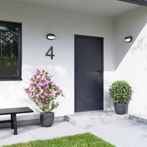 Porte d'entrée aluminium gris "Nio" H. 215 x l. 90 droite