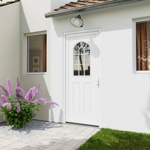 Porte entrée PVC blanc "Ogus" H. 215 x l. 90 droite