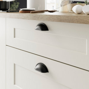 Lot de 6 poignées de meuble "Goderic" - Noir - Entraxe 64 mm