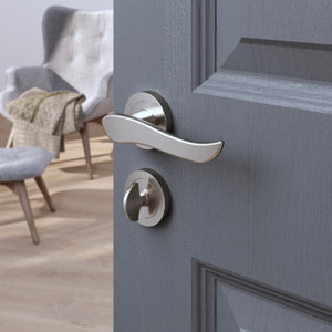 Rosace "Oric" avec serrure à condamnation - Effet nickel - Verrou demi-cercle