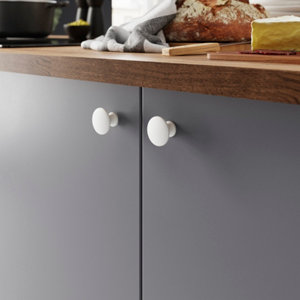 Bouton de meuble rond plat "Iza" - Blanc - Ø 30 mm