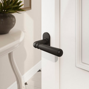 Poignée de porte sur rosace extérieure "Kerline" - Noir