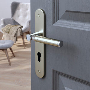 Poignée de porte "Bernice" avec trou pour cylindre - Entraxe 195 mm