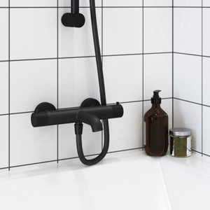 Mitigeur bain/douche thermostatique noir Livie