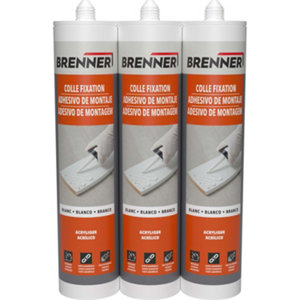 Lot de 3 colles blanches de fixation acrylique intérieure - cartouche 3 X 290 ML