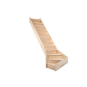 Escalier 1/4 tournant gauche prémonté hêtre "Fineas"