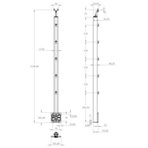 Poteau latéral aluminium noir "Jorun" ⌀4,3 cm x H. 113,7 cm
