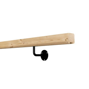 Kit main courante en sapin + 2 supports noirs