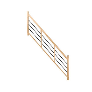 Balustrade tubes Horizontaux en hêtre "Fineas" escalier tournant