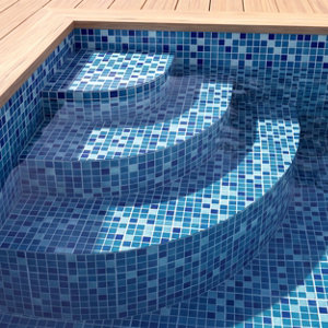 Mosaïque verre piscine mix bleu 32,7 x 32,7 cm