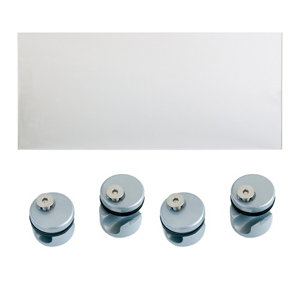 Panneau acrylique transparent 94x64 cm et 4 supports aluminium gris pour rampe Jorun