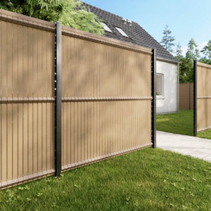 Poteau pour grillage rigide à encoches gris - H. 200 cm