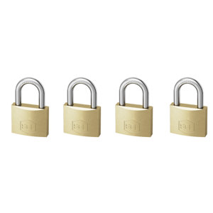 Pack de 4 cadenas laiton avec clés identiques anse acier trempé 40 mm