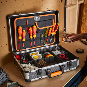 Malette de rangement en aluminium 6 compartiments - L. 46 x l. 45 cm