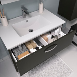 Plan vasque céramique "Aruna" L. 81,5 x P. 46,5 cm