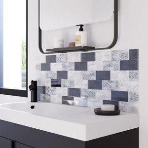 Mosaique "OBELIA" noir, blanc et gris - l.30 x L.30 cm.