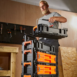 Caisse à outils  "Caddy" plastique noir 30x54,2x13,8 cm avec 3 séparateurs réglables