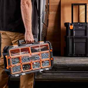 Organisateur 10 compartiments plastique noir 30,2x54x11,4 cm