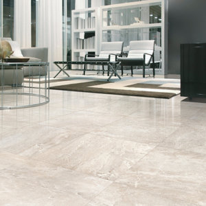 Carrelage de sol intérieur "Tobias" beige - l. 48 x L. 48 cm