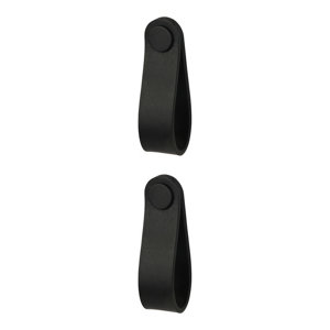 2 boutons de cuisine lannières 3cm cuir noir