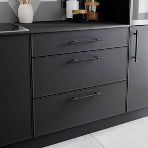 2 poignées de cuisine droites noir mat "renovation"