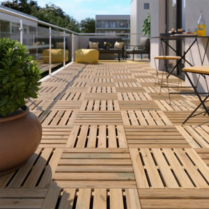 Dalle en bois marron "Soro" L. 40 x l. 40 x Ep. 2,4 cm