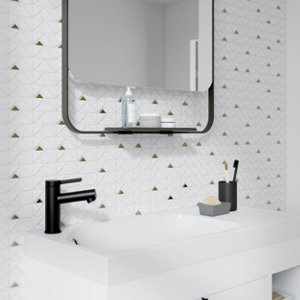 Mosaïque "NANY" blanc et doré - l.28  x L.28 cm.