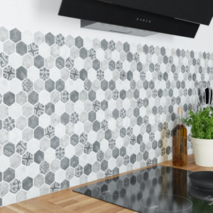 Mosaïque "SACHA" gris et blanc - l.30 x L.29,8 cm.