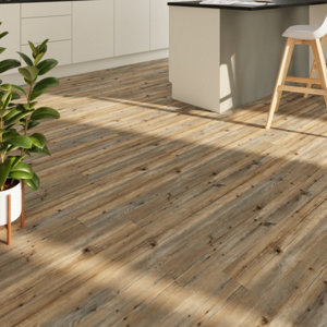 Lame PVC clipsable "Juliana" bois vieilli marron et gris - L. 121,92cm x - L. 17,78cm