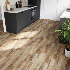 Lame PVC clipsable "Juliana" bois marron vieilli - L. 121,92cm x - L. 17,78cm