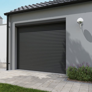 Volet roulant motorisé aluminium gris 215 x 240 cm