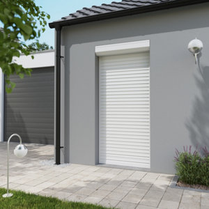 Volet roulant motorisé radio aluminium blanc 215 x 100 cm