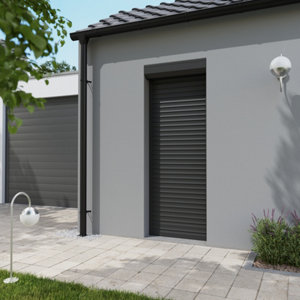 Volet roulant motorisé aluminium gris 215 x 80 cm