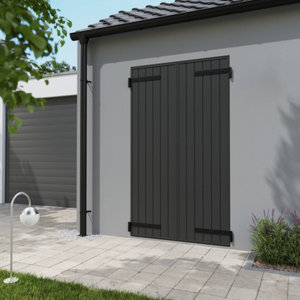 Volet battant 2 panneaux aluminium gris 215 x 120 cm