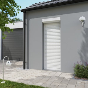 Volet roulant motorisé radio aluminium blanc 215 x 80 cm