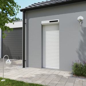 Volet roulant solaire motorisé aluminium blanc 205 x 80 cm