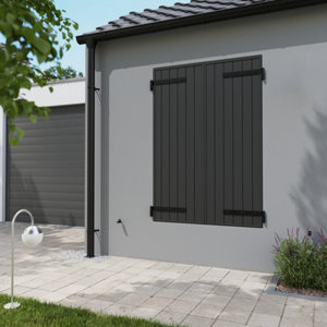 Volet battant 2 panneaux aluminium gris 175 x 120 cm