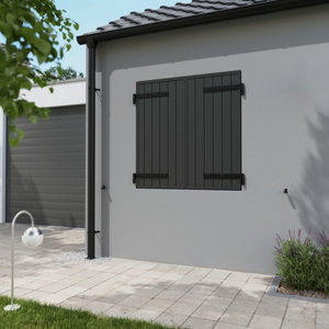 Volet battant 2 panneaux aluminium gris 125 x 120 cm