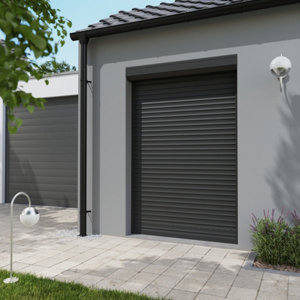Volet roulant motorisé aluminium gris 215 x 140 cm
