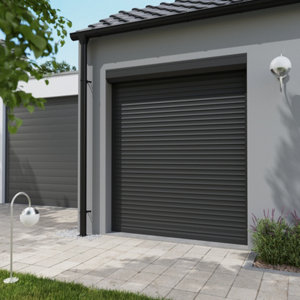 Volet roulant motorisé aluminium gris 215 x 80 cm