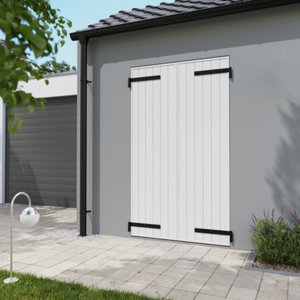 Volet battant 2 panneaux PVC blanc 215 x 120 cm